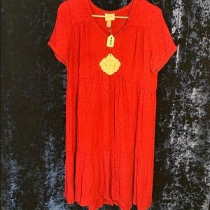 Women's short sleeve ruffle hem dress